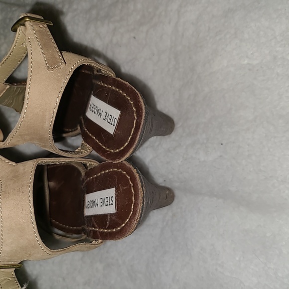 Steve Madden Y2K  S. 6 Brown Leather Multi Color Beaded  Bohemian Cork Wedges - Picture 7 of 9